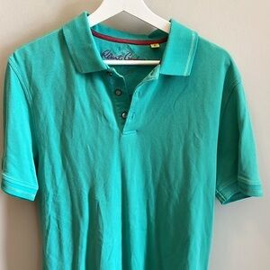 Robert Graham Polo Shirt Classic Fit Collar Size Large Green Cotton